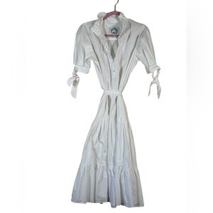 Evi Grintela White The Shirt Dress Midi Tiered Women M Boho Cottage Core Peasant